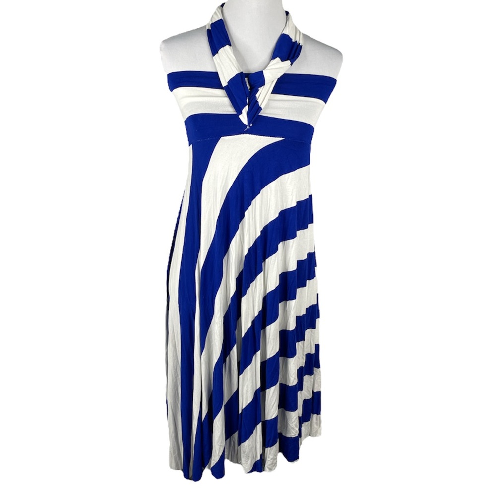 Elan Striped Asymmetrical Multi Look Dress and Skirt Blue White Size Medium
